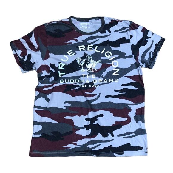 TRUE Religion T Shirt Camo Big Logo Large - Picture 1 of 11
